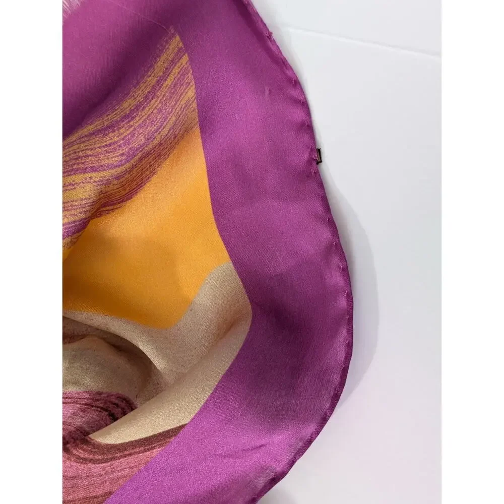Missoni Foulard Silk Scarf Wrap Purple Waves Print Rectangular 76 x 26